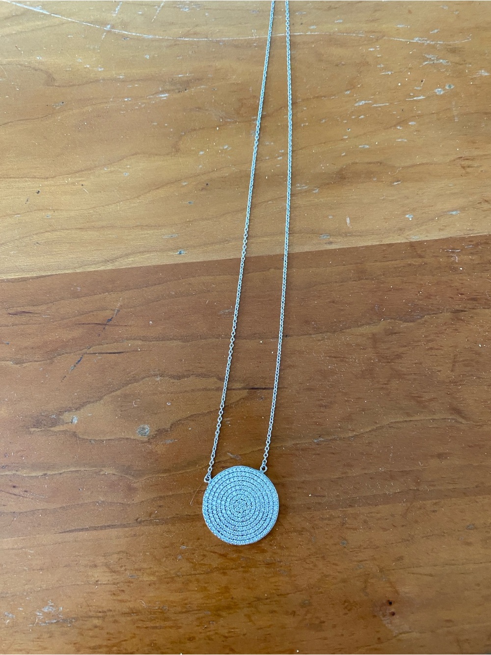 Sterling Silver Pavé Circle Pendant Necklace